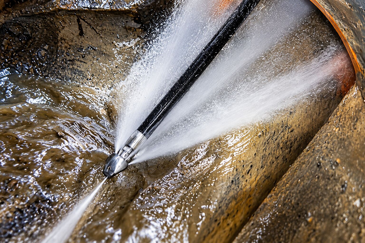 Buse de curage haute pression introduite dans une canalisation